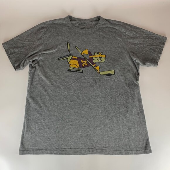 Minnesota Golden Gophers Hockey Retro Gray Signature Concepts Shirt Mens XL READ - Picture 1 of 5